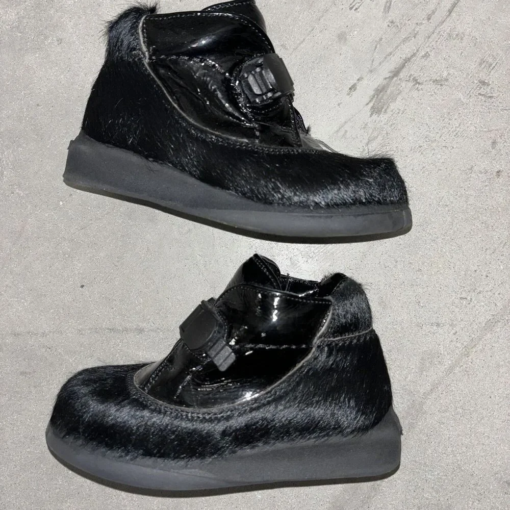 Giugiaro Bumper Black Pony Hair Ankle Chukka Boots EU 24‎ US  7 Gorpcore School